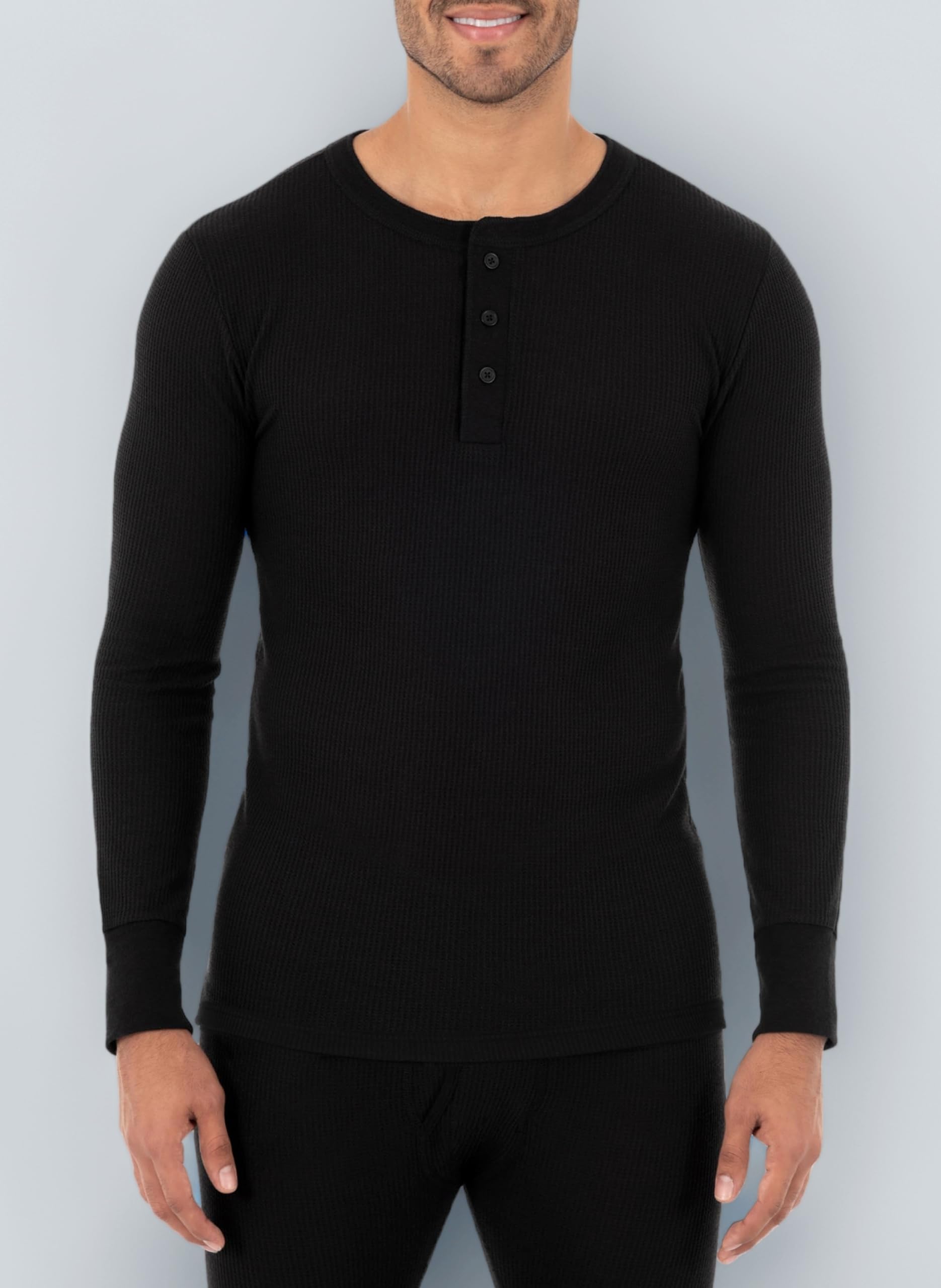 Fruit of the Loom Men's Recycled Waffle Thermal Underwear Henley Top (1 and 2 Packs) Pajama Top
