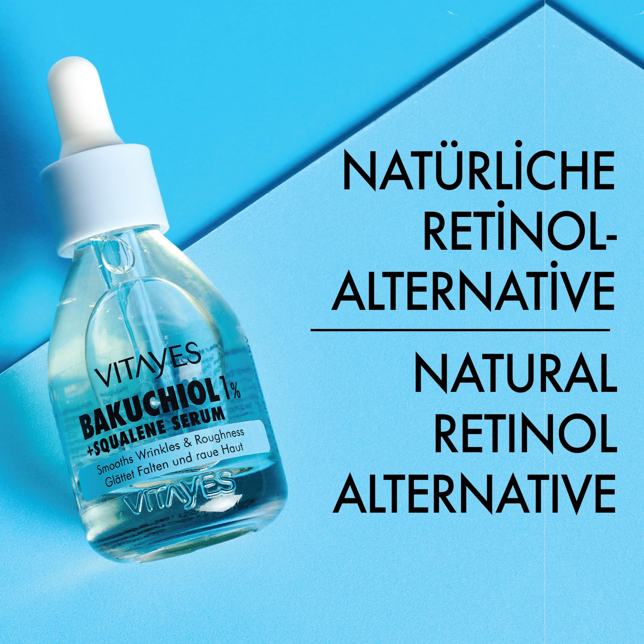 Vitayes 1% Bakuchiol Bio-Retinol Serum - Natürliche Retinol Serum Alternative, Feuchtigkeit, Hautreparatur - Anti-Aging & sanfte Pflege - Für erneuerte & strahlende Haut, 30ml (Packung mit 2)