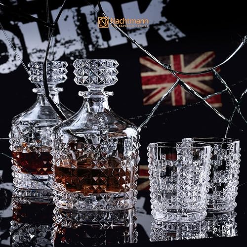 Miniatura 5 de Nachtmann Punk Collection Decantador  25.4 fl oz de cristal sin plomo con diseño de espiga y espiga, hecho a máquina decorativo para bar para