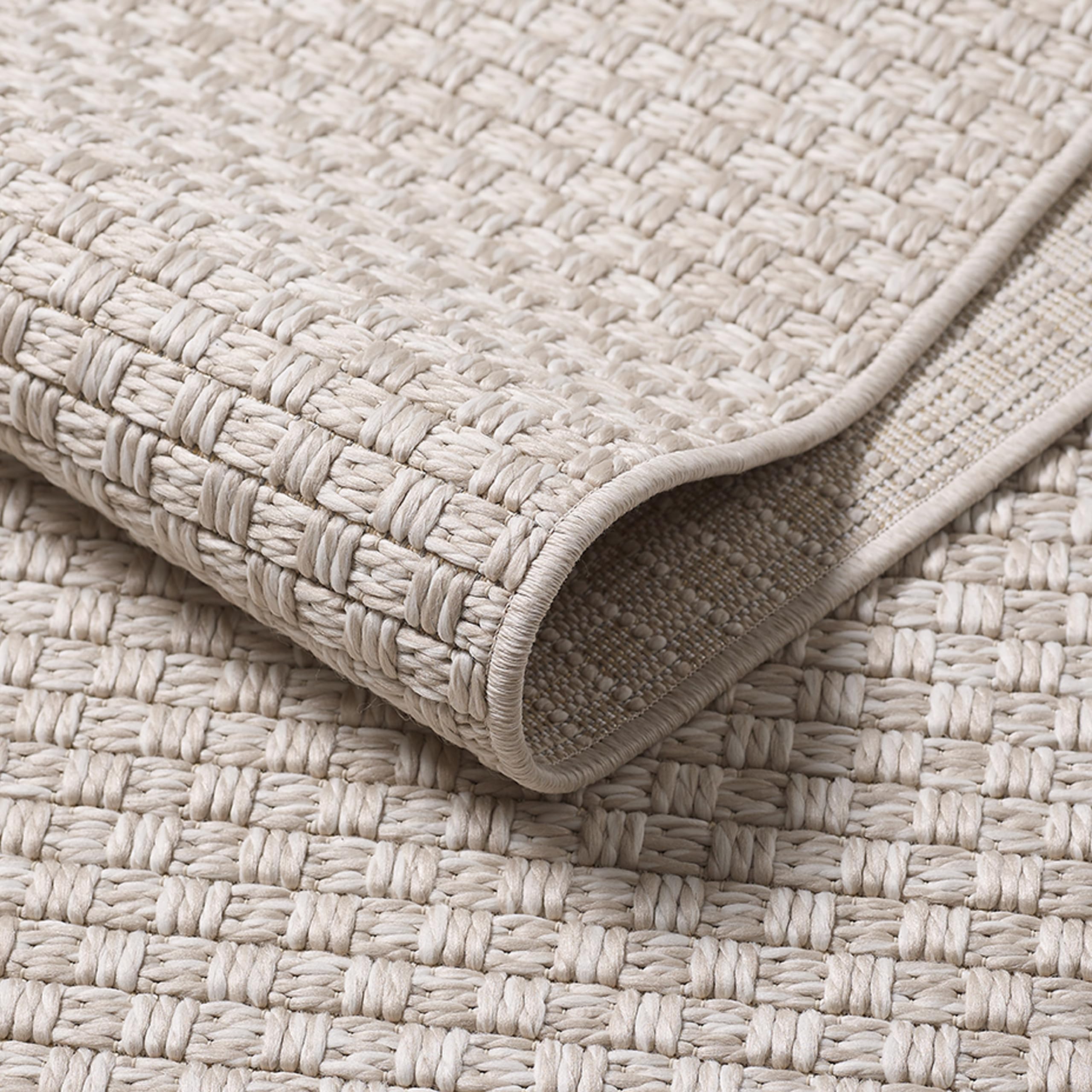 Teppich-Traum Tapis d'intérieur et d'extérieur - Tapis de terrasse - Tapis d'extérieur - Tapis de balcon - Tapis de jardin - Pour toutes saisons - Tissage plat - Durable - Facile d'entretien - Beige