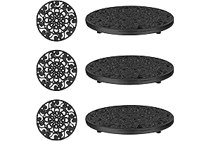 Trademark Innovations Decorative Cast Iron Trivets Set of 3 in Black
