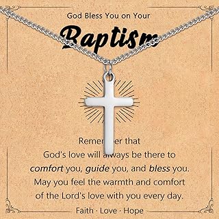 Leyung Baptism Confirmation First Holy Communion Christening Gifts for Boys, Stainless Steel Cross Necklace