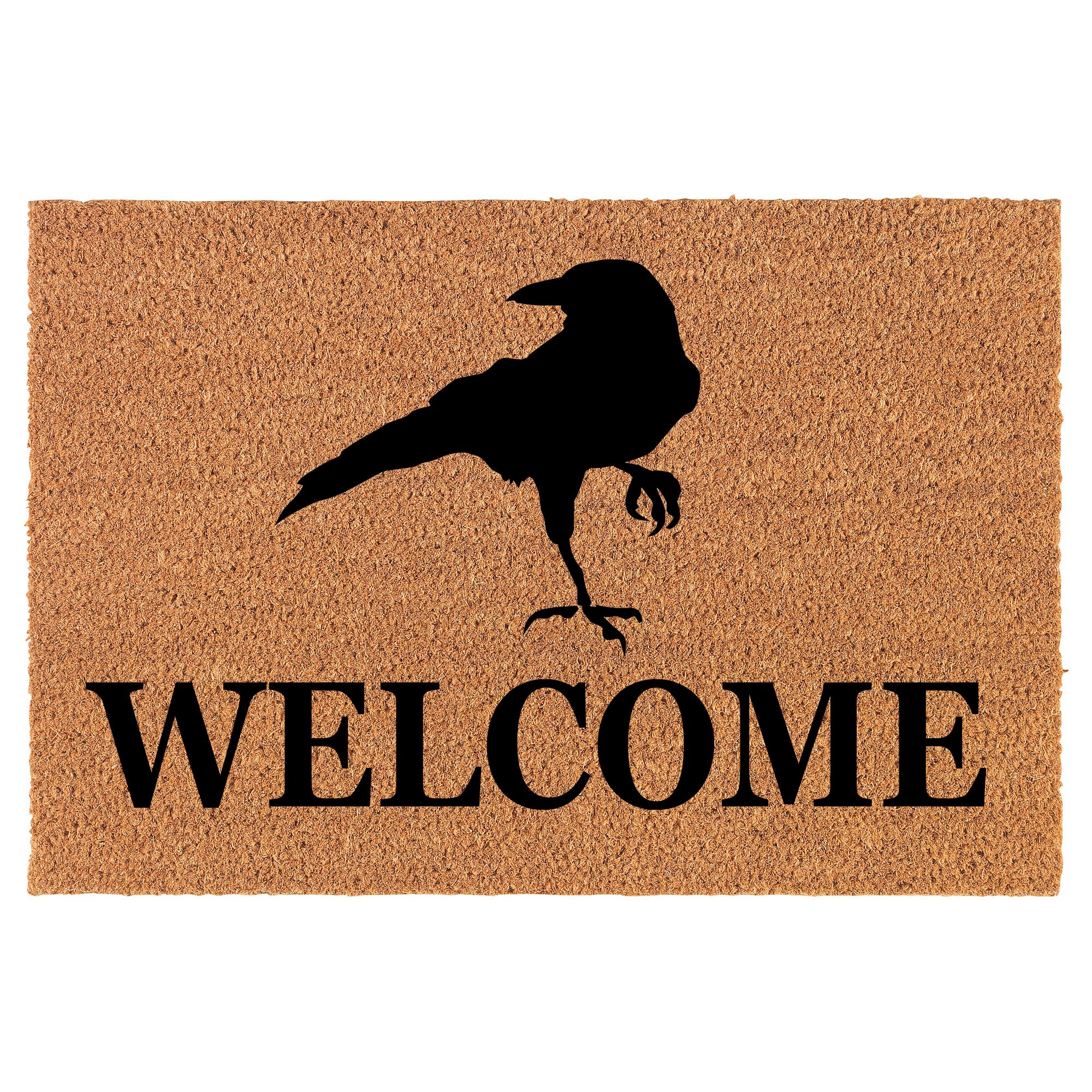 Welcome Doormat Coco Coir Door Mat Gift Welcome Crow Raven Blackbird (30" x 18")