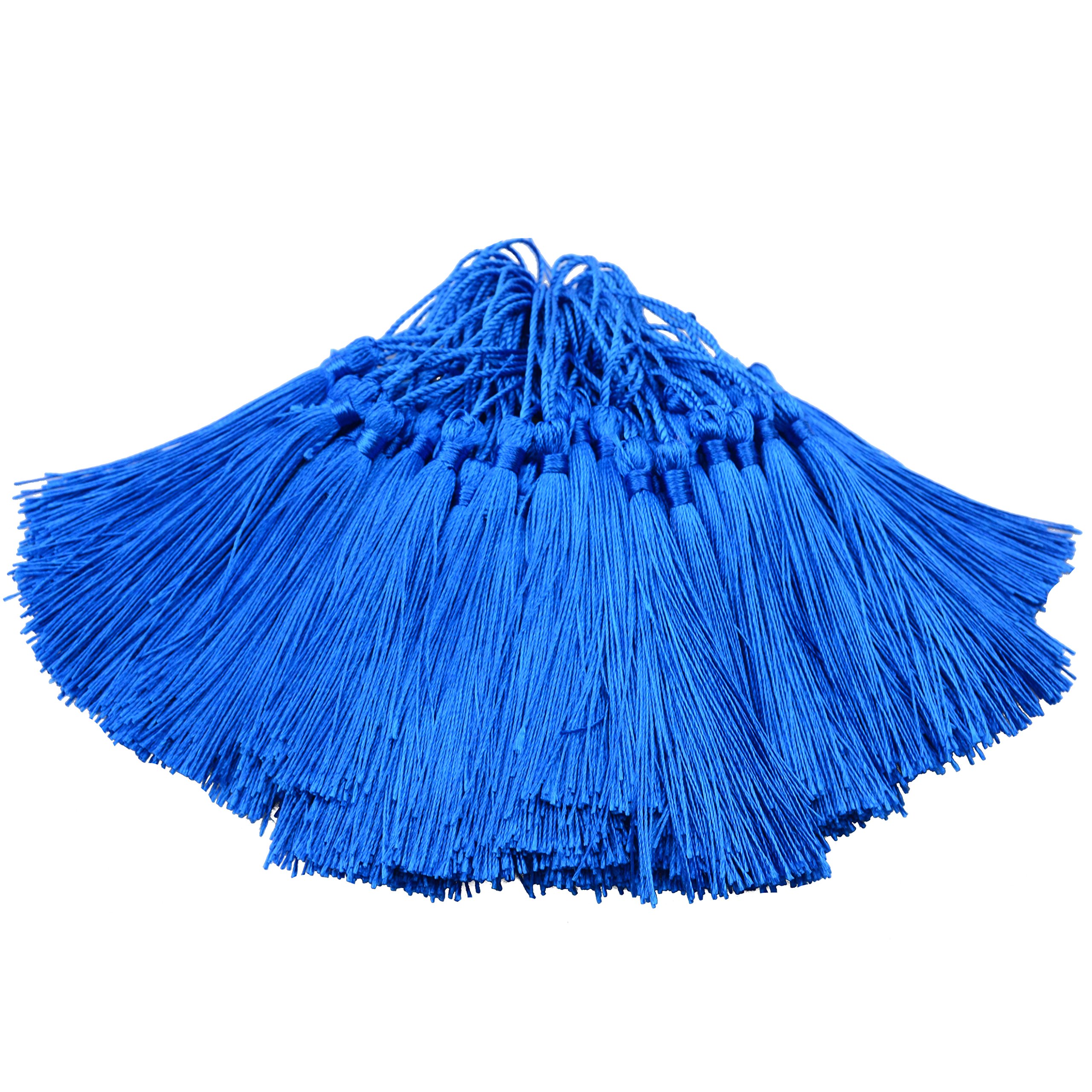 100Pcs 5 Inch Silky Bookmark Tassels for Jewelry, Souvenir(Peacock Blue)