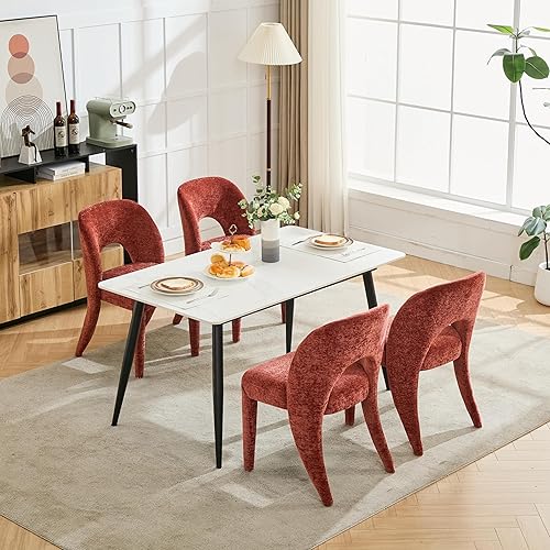 Miniatura 5 de Juego de 2 sillas de comedor con diseño de respaldo hueco, cómodos juegos de mesa y sillas para cocina de restaurante y hogar, silla de escritorio