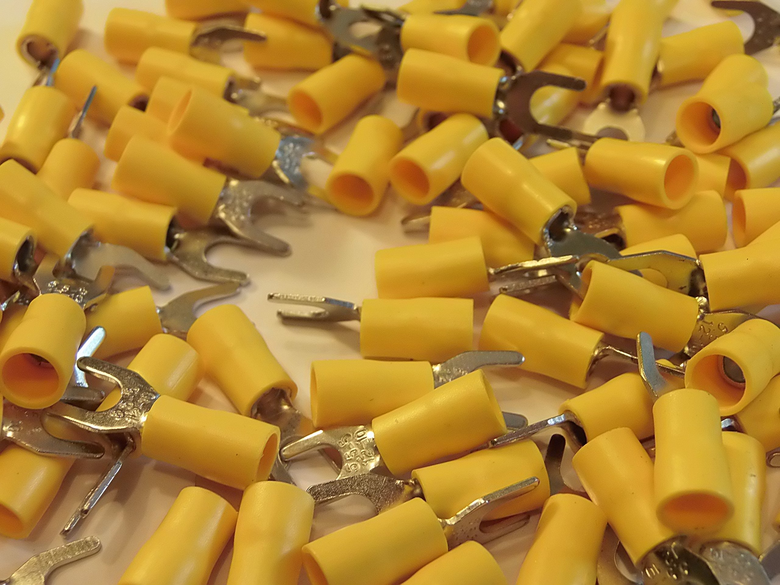 5.3 yellow fork terminal crimp connector ( for 5mm bolt or screw) 25 50 100 pack (50)