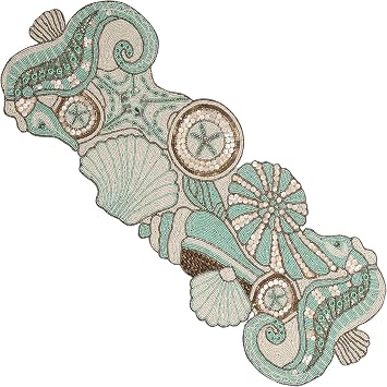CLEENTABLE Handcrafted Beaded Table Runner - 36x13 Inch, Coastal Animal Design in Fern Green Ivory - Ideal for Farmhouse, Bridal Shower, and Christmas Decor Green Brown
