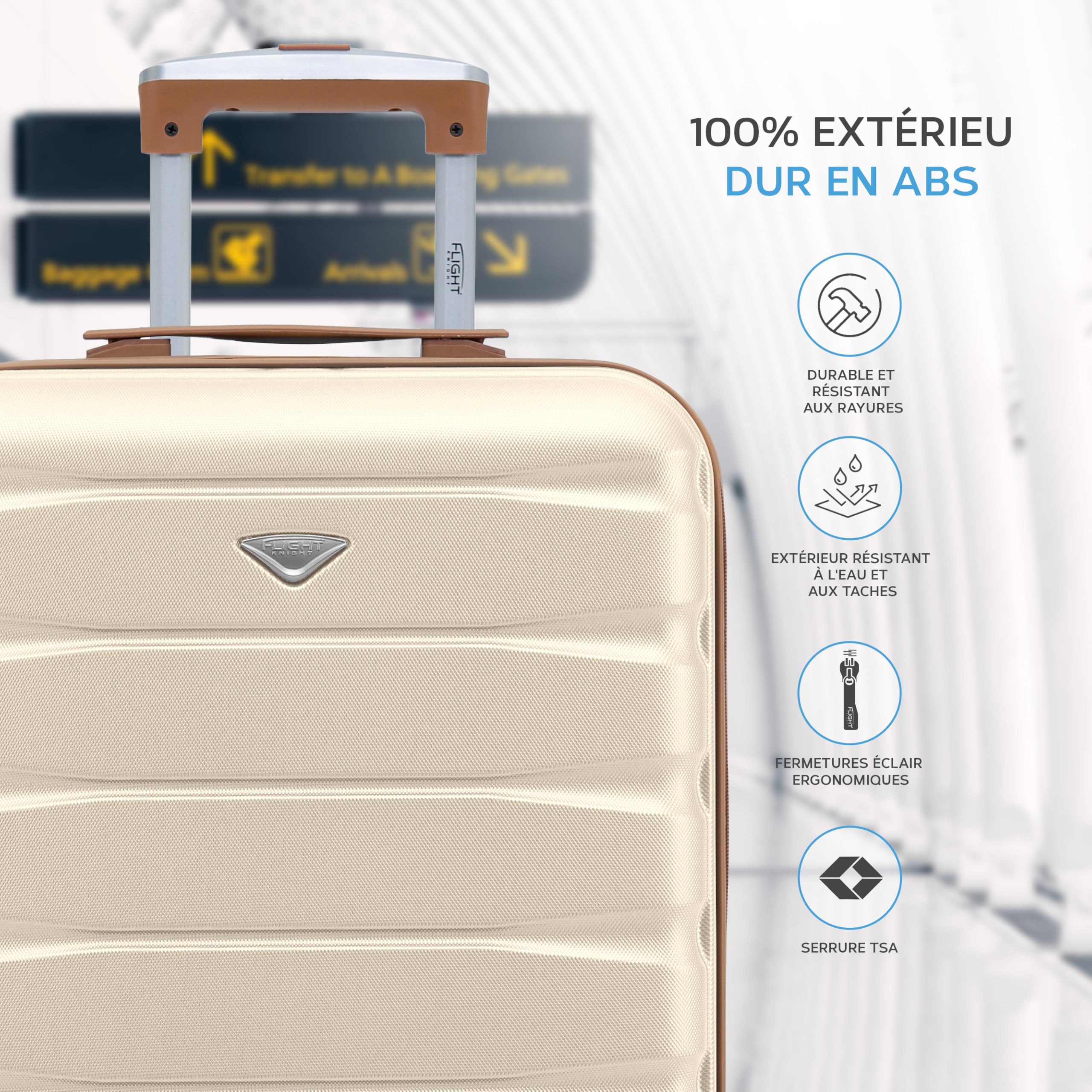 Flight Knight Bagage Cabine Leger a 4 Roues en ABS Approuve par Plus De 60 Compagnies Aeriennes, Dont Jet2, easyJet et Ryanair (Priority) 55x40x20cm - 4