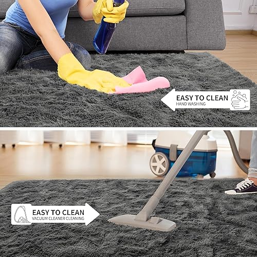 Miniatura 69 de Tepook - Alfombra súper suave y peluda para dormitorio, alfombras modernas peludas para niños para sala de estar, alfombra de felpa