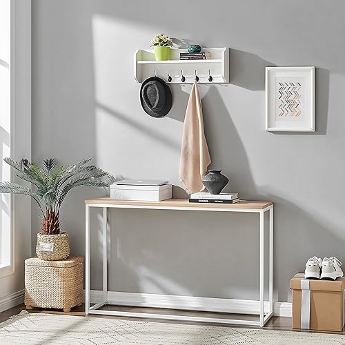 Miniatura 5 de Danya B Estante flotante de pared con ganchos para entrada montado en la pared blanco