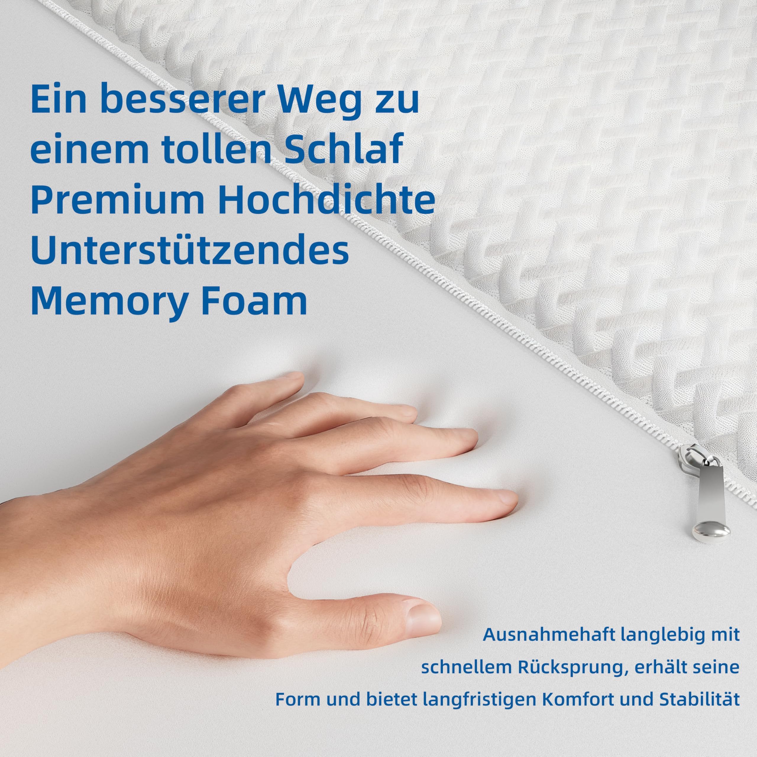 MatratzenTopper, 7cm Memory Schaum Topper mit Waschbarer Bezug, Memory Foam Matratzentopper für Boxspringbett und unbequemem Betten Schlafsofa (140X200CM)