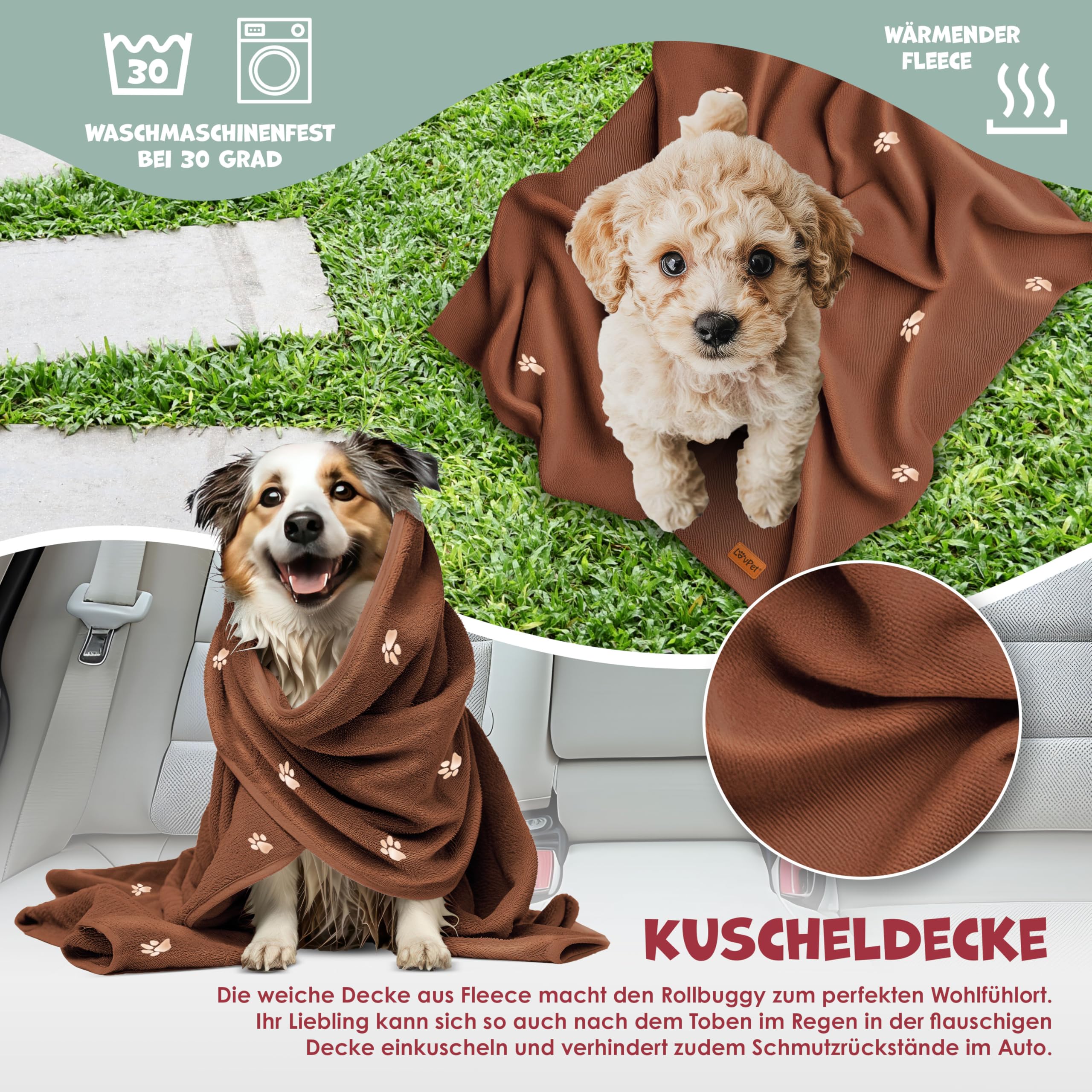 LOVPET® Cochecito para Perros y Gatos 3en1 Carrito Plegable | Transporte Bolsa 360° Ruedas Grandes | Transportín para Mascotas, Red & Cubierta para la lluvia, Jogger