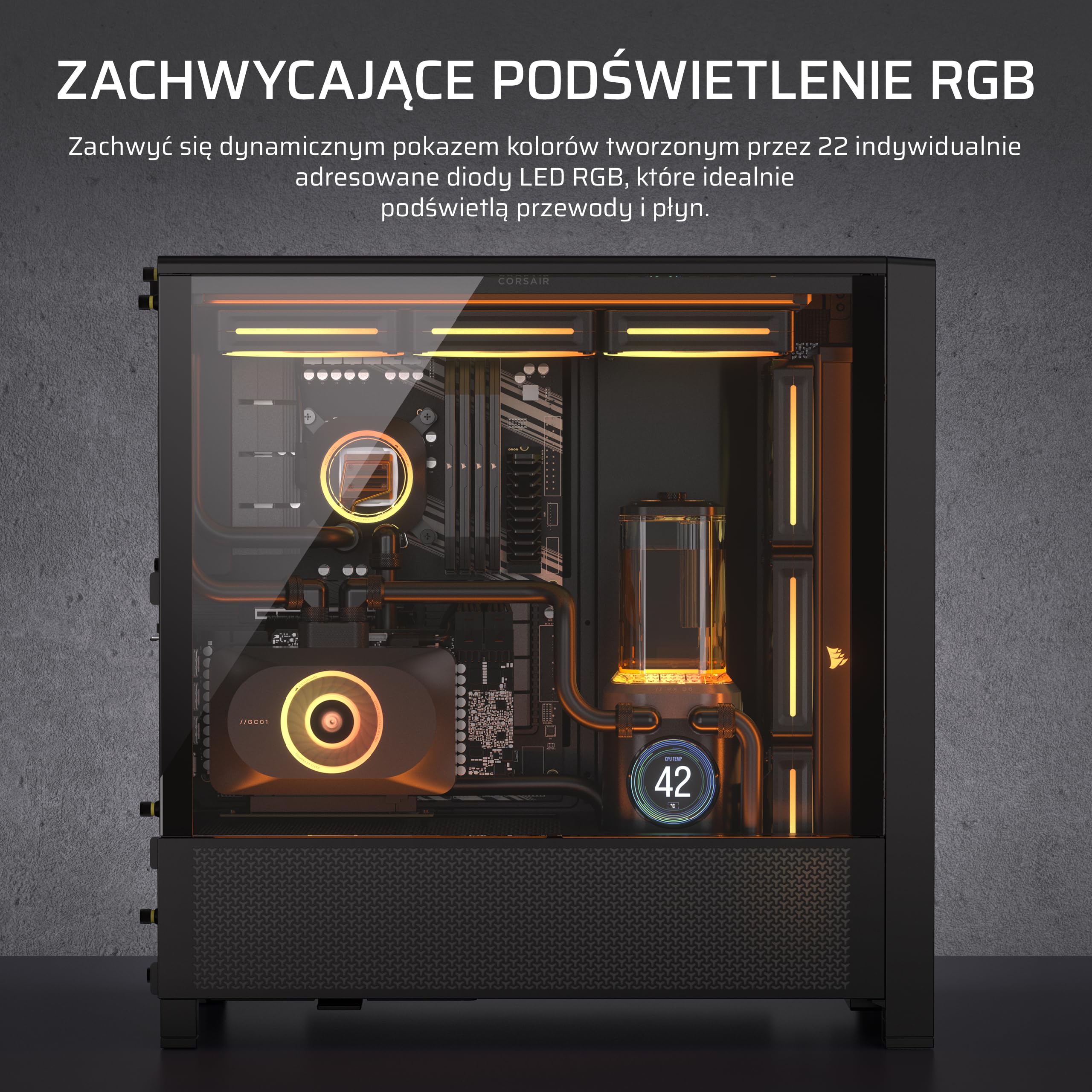 CORSAIR iCUE LINK XD6 RGB ELITE LCD Pompa/Zbiornik – Pompa FlowDrive Max, Ekran IPS LCD 480x480, Wbudowany Czujnik Temperatury, 22 Adresowalne Diody LED RGB, Nylonowy Zbiornik 440 ml – Stealth Grey