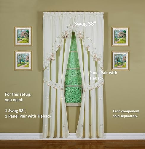 Vista 84 de Today's Curtain Verona - Persiana bordada inversa, 63 pulgadas, color crudo/antiguo