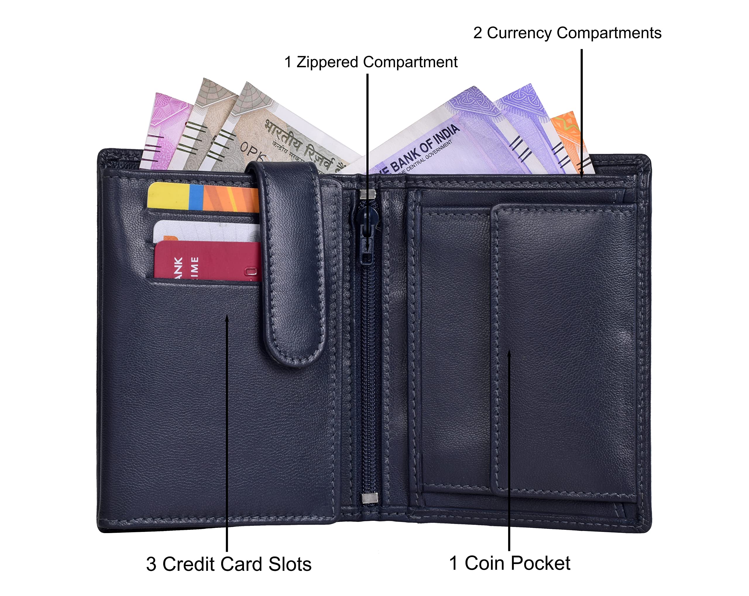 URBAN FOREST Toronto Dark Blue Mens Leather Wallet - Image 3 thumbnail