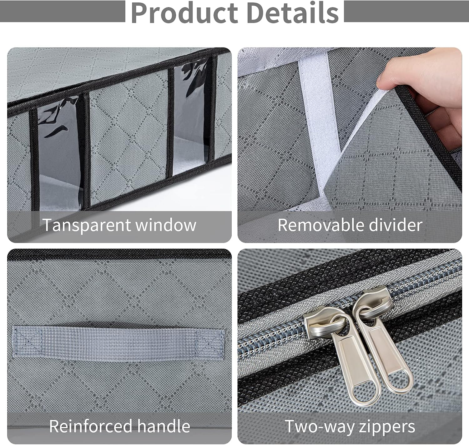 DIMJ Under Bed Storage Bag Large Adjustable Dividers Clothes Storage Organizer Foldable Storage Containers with Durable Fabric,Reinforced Handle-3 Pack