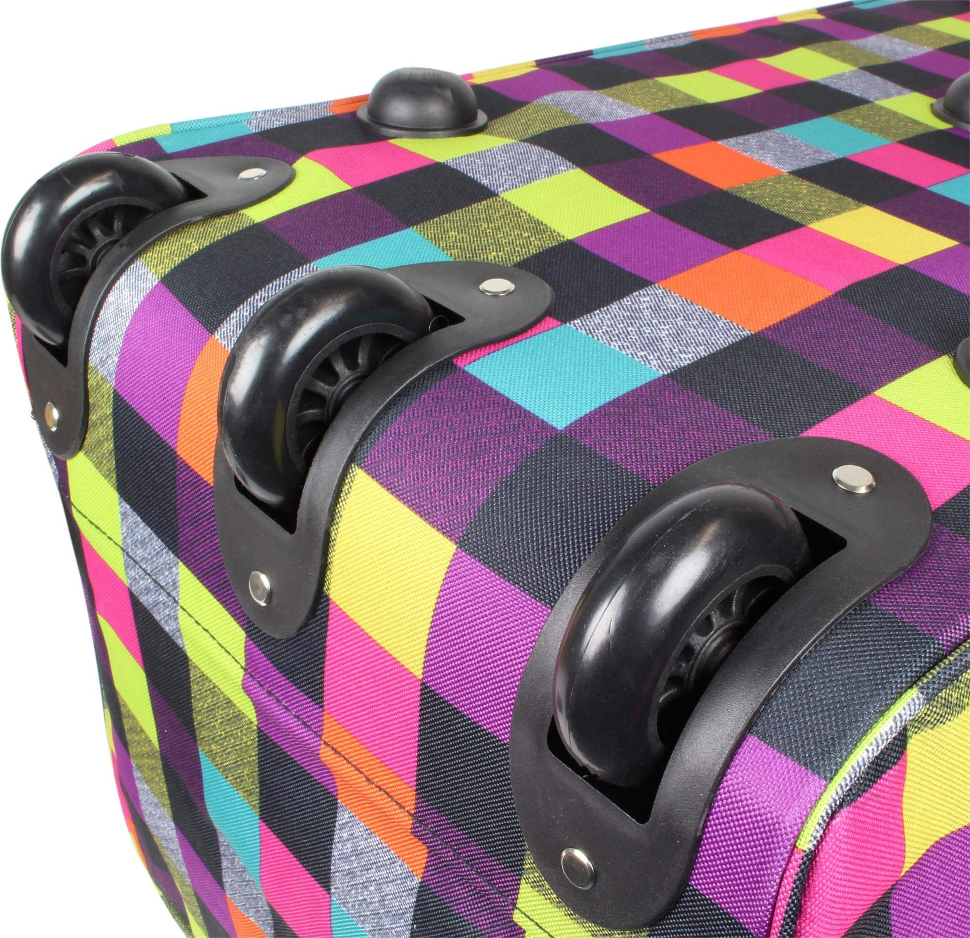 normani Leichte robuste Sport und Reisetasche 80-120 Liter - Trolley wasserabweisend reißfest leicht zu reinigen - 2 Rollen verstärkter Boden Schwarz/Lila/Gelb / 80 Liter XXL