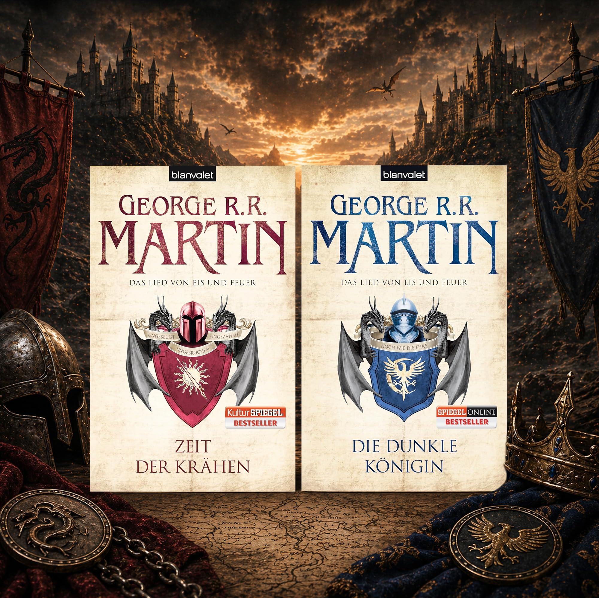 George R R Martin Bücher Set - Das Lied von Eis und Feuer - 10 Bände Komplettset - Taschenbuch Fantasy Buchreihe - inkl exklusivem Lesezeichen - Games of Thrones, die komplette Reihe der Fantasy Saga