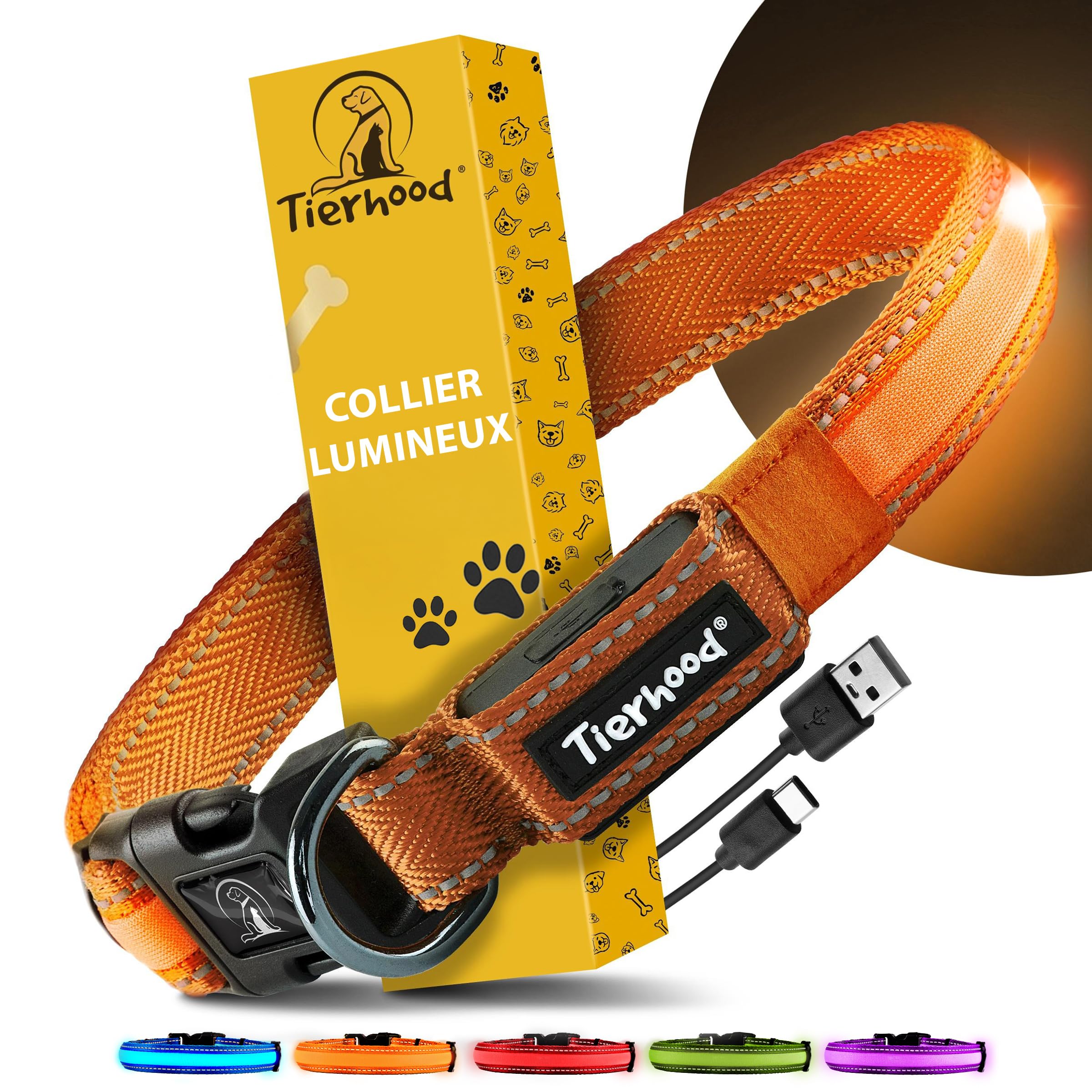 tierhood collier led rechargeable pour