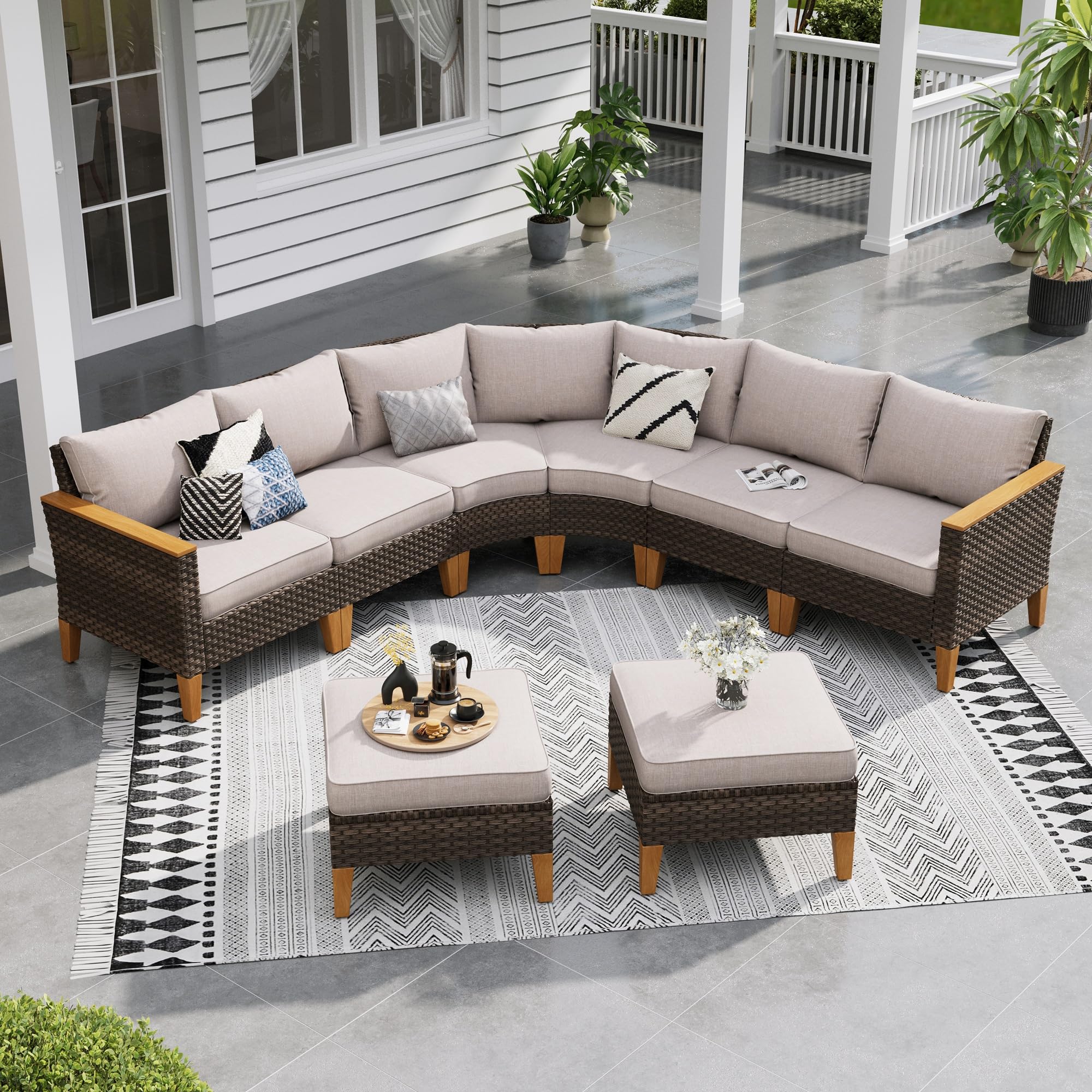 Amazon.com: Sophia & William Half Moon Patio Furniture Set 8 Piece
