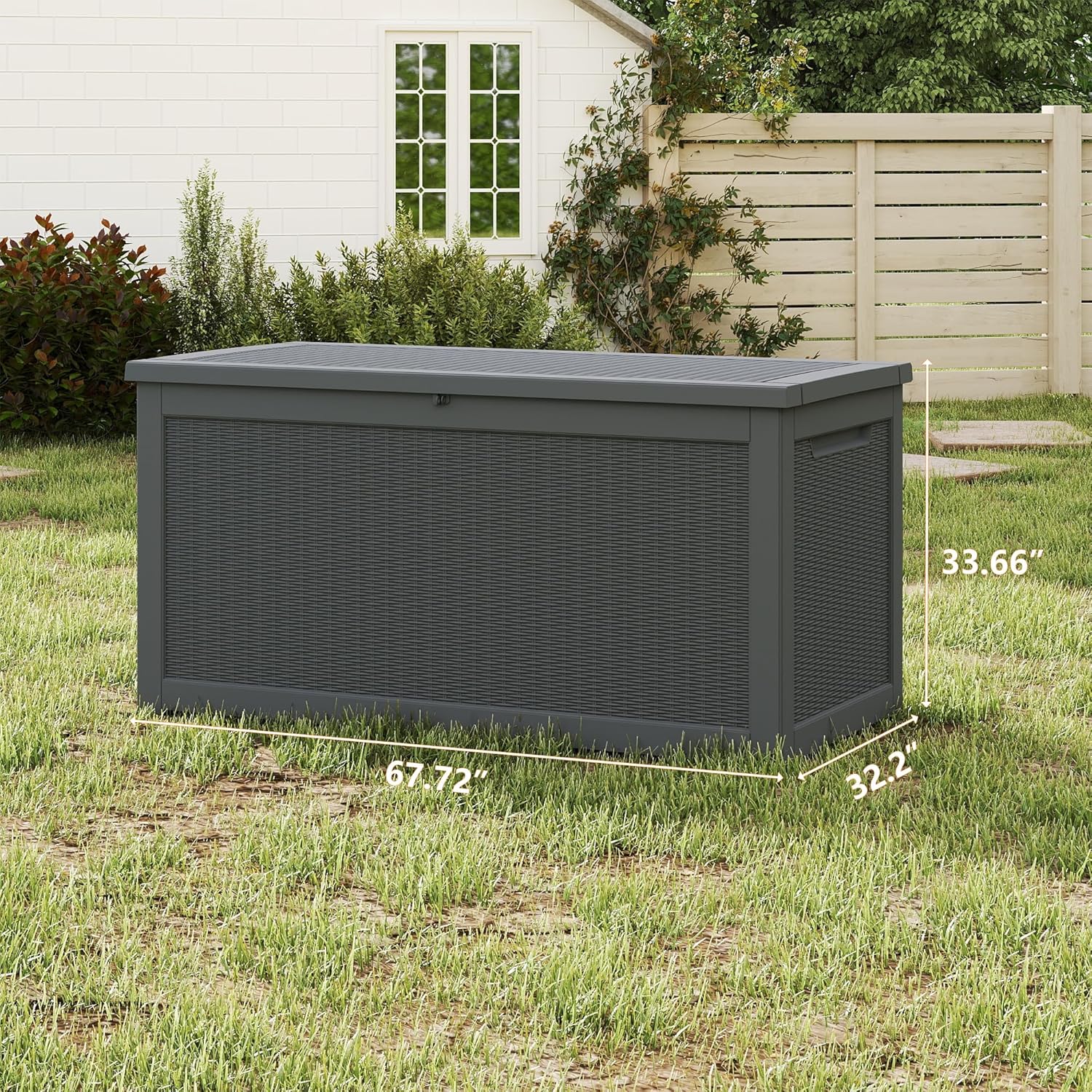 320 Gallon Outdoor Storage Box Waterproof Large Resin Deck Box Indoor/Outdoor Lockable Storage Container and Seating for Garden, Pool, and Patio (320 Gallon, Black)