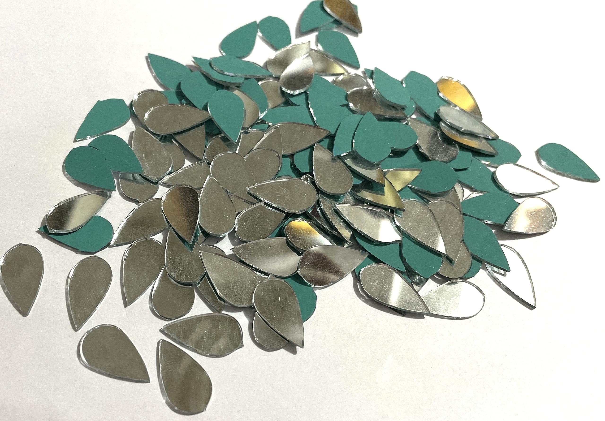 OMX, 10mm x 20mm, Tear Drop Shape Silver Mirror Mosaic Tile 20 MM Long & 10mm Wide, for Embroidery Making, Art Craft Projects (800 Pc, 400 Gram)-image-8