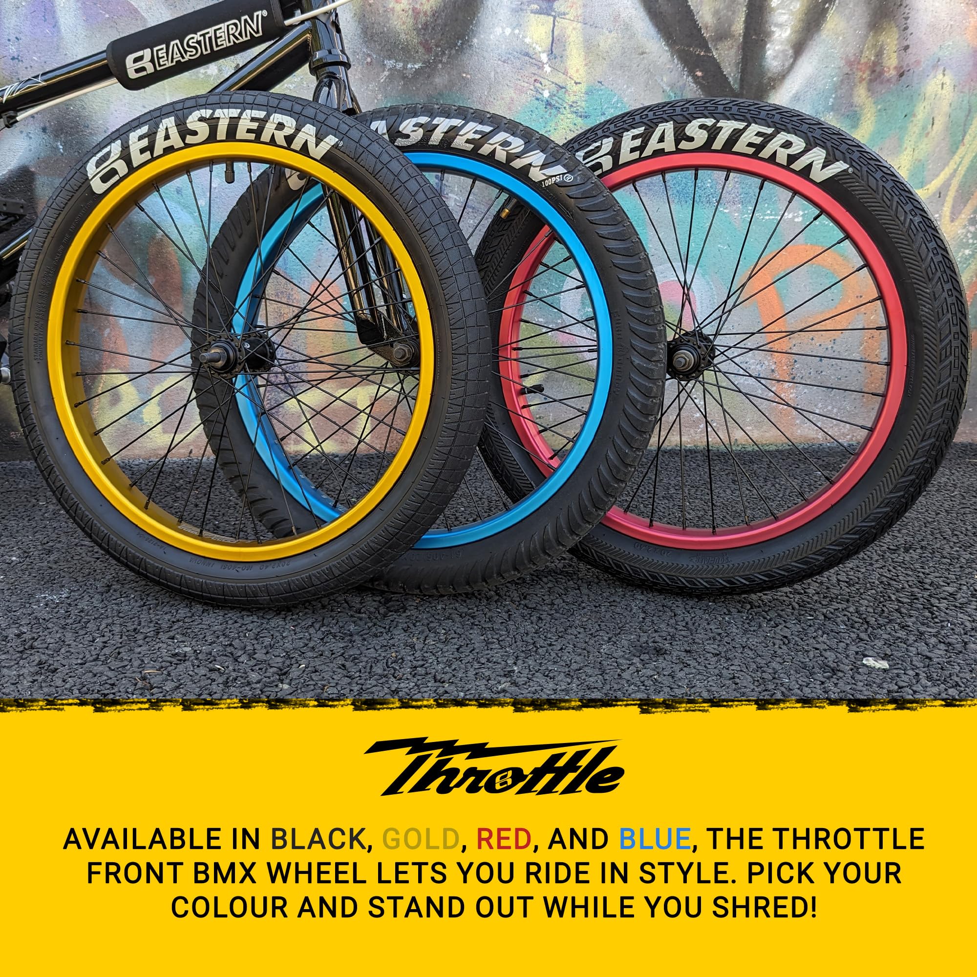 Eastern Bikes Gasgriff vorne 3/8, 36H Felge mit Chromoly-Achse