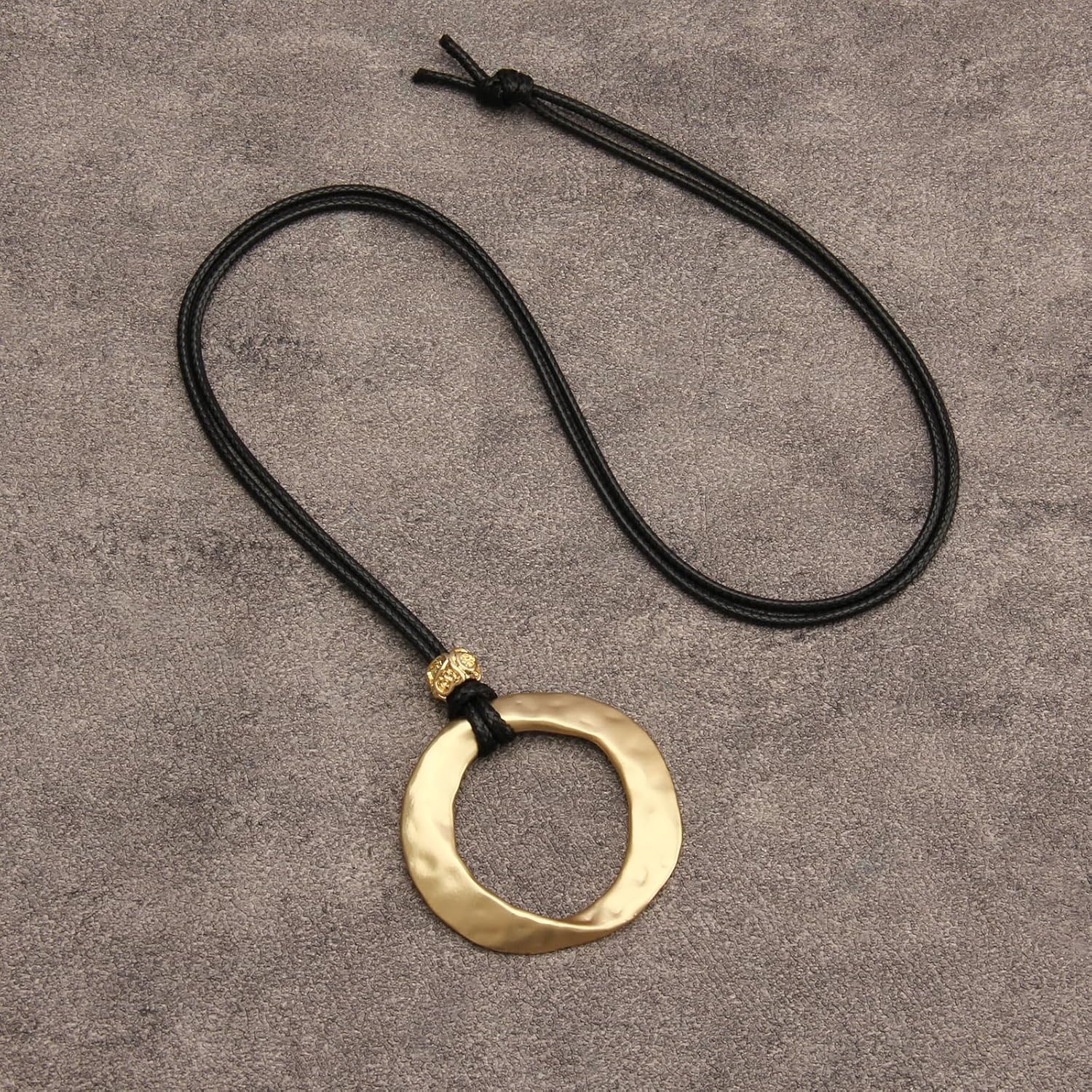 Women's Leather Long Necklace Bohemian Necklace Circle Pendant Retro Necklaces for Women Woven Handmade Jewelry - Image 6