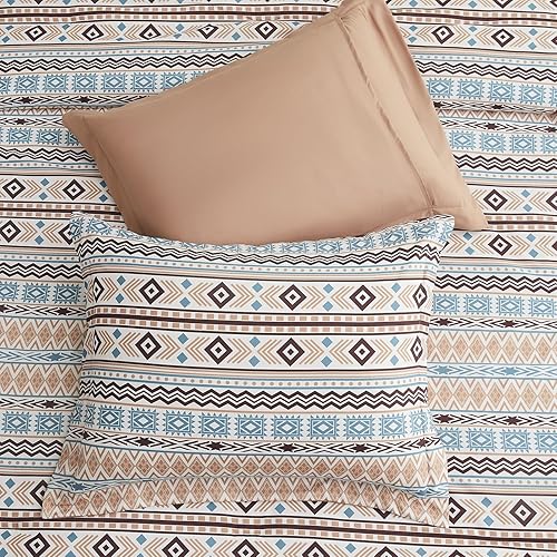 Miniatura 7 de CASAAGUSTO Juego de edredón Queen de 8 piezas, juego de edredón bohemio de Terrcotta, juego de ropa de cama bohemio de microfibra con almohada