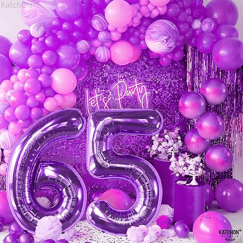 Miniatura 3 de KatchOn, Globo morado gigante del número 65 de 40 pulgadas, globo de 65 años, decoración de cumpleaños 65, fiesta de cumpleaños 65, fiesta de