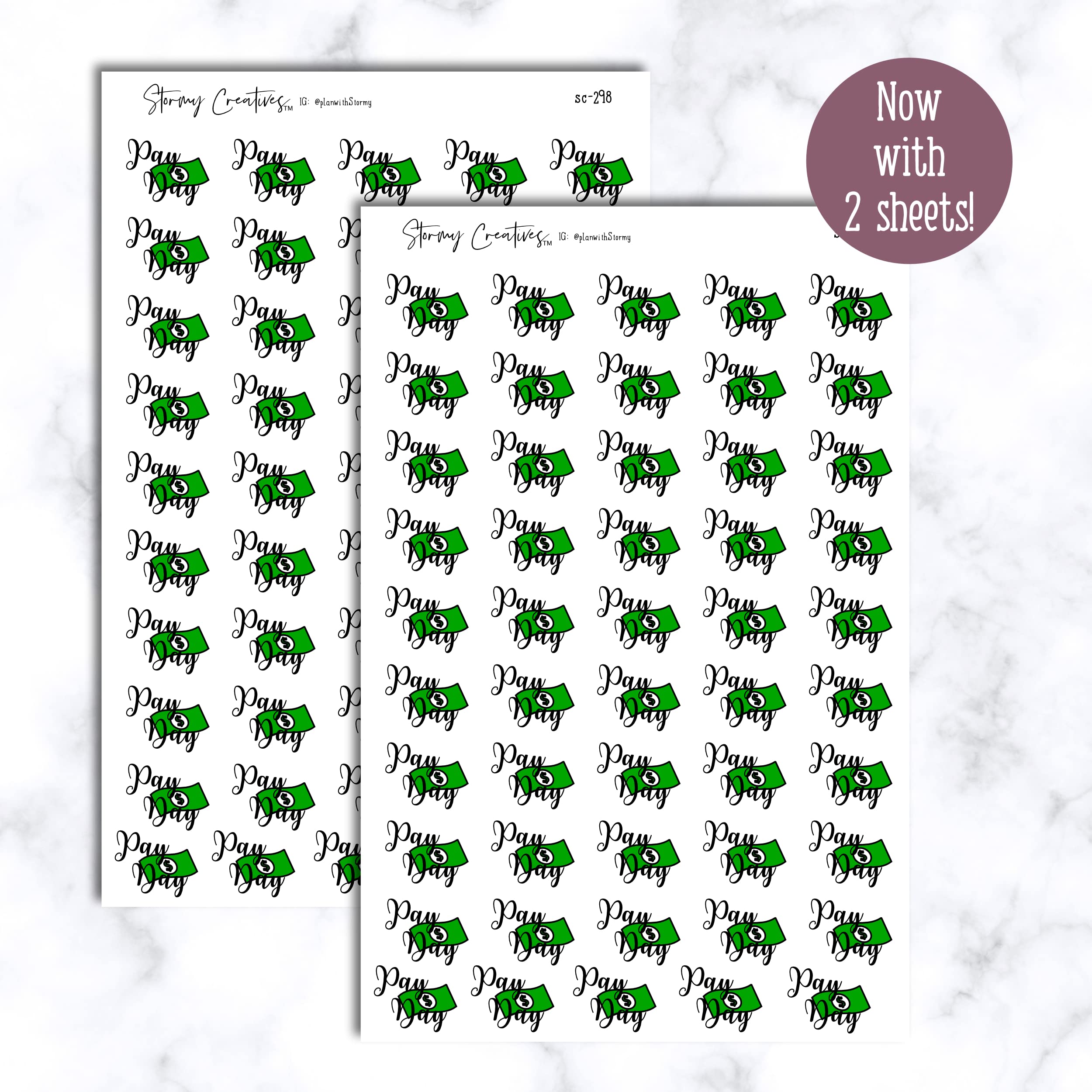 Pay Day Stickers for Decorative Planning, 100 stickers, 0.8" wide Sticker - Image 2