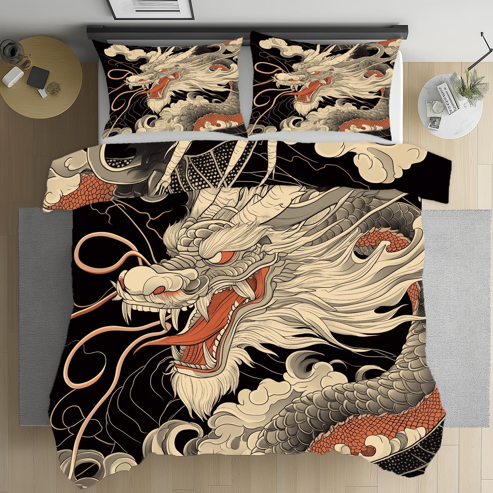 Dragon Nuage parure de lit 220x240 pour adulte avec housse de couette style chinois