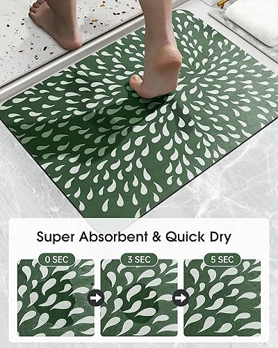 Miniatura 8 de Tapete de baño súper absorbente, lavable, de secado rápido, antideslizante, suave, delgado, de diatomeas, impermeable, con parte trasera de goma,