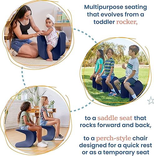 Miniatura 5 de ECR4Kids Asiento ondulado, altura del asiento de 14 a 15.1 pulgadas, taburete de perca, azul marino, paquete de 2