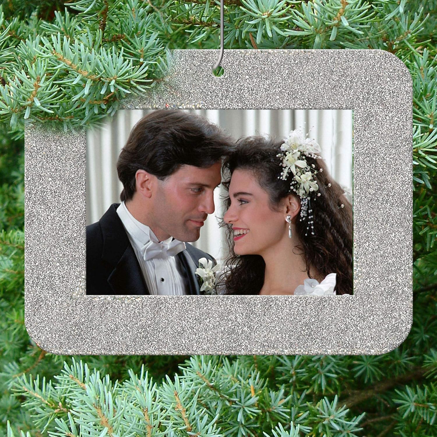 2023 Mini Photo Christmas Ornaments, 24 pcs Multi-Pack, Magnetic Easy-Load Horizontal Red, Silver and Buffalo Plaid, includes 2023 Charms, Photo Protectors and Hooks