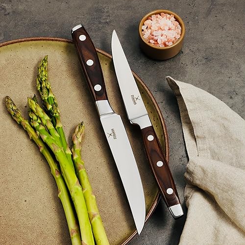 Miniatura 4 de Juego de 4 cuchillos para carne caja de regalo de madera  Nueva idea de regalo única  Cuchillos de carne con mango de madera  Cuchillos de carne sin