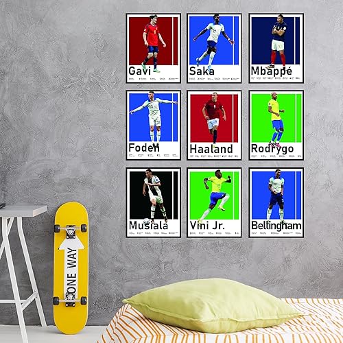 Miniatura 4 de BigWig Prints Pósteres de fútbol para dormitorio de niños, póster de jugador de fútbol, póster de Erling Haaland, Mbappe, Rodrygo, Gavi, Vini Jr