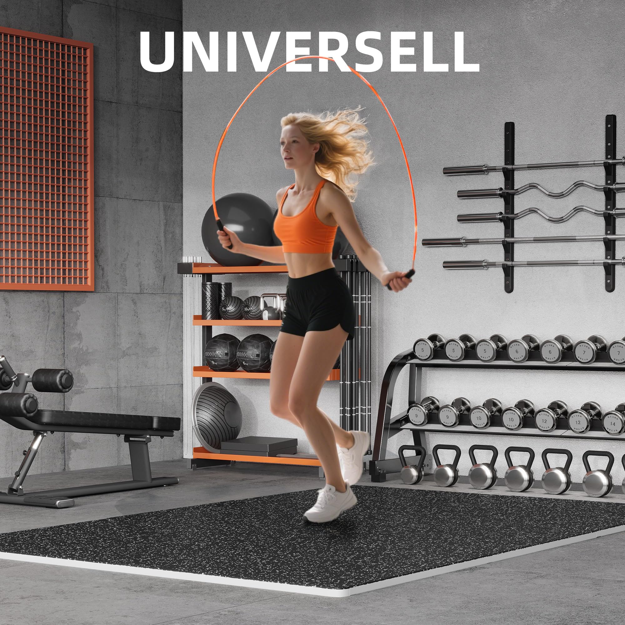 MDEAM Bodenschutzmatte 60x60x1,4 cm, 12 Matten Extra Dicke Gummierte Eva Puzzlematte, 4,32 m² Sportmatte Set rutschfest für Fitnessstudio Heimfitness, Schwarz & Weiß
