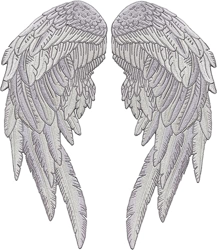 Nixon Thread Co. (12.0 in), diseño de alas de ángel  bordado para planchar  Juego de 2 piezas  por Nixon Thread Co. (12 pulgadas) (negrogris) disponible en Yaxa Costa Rica