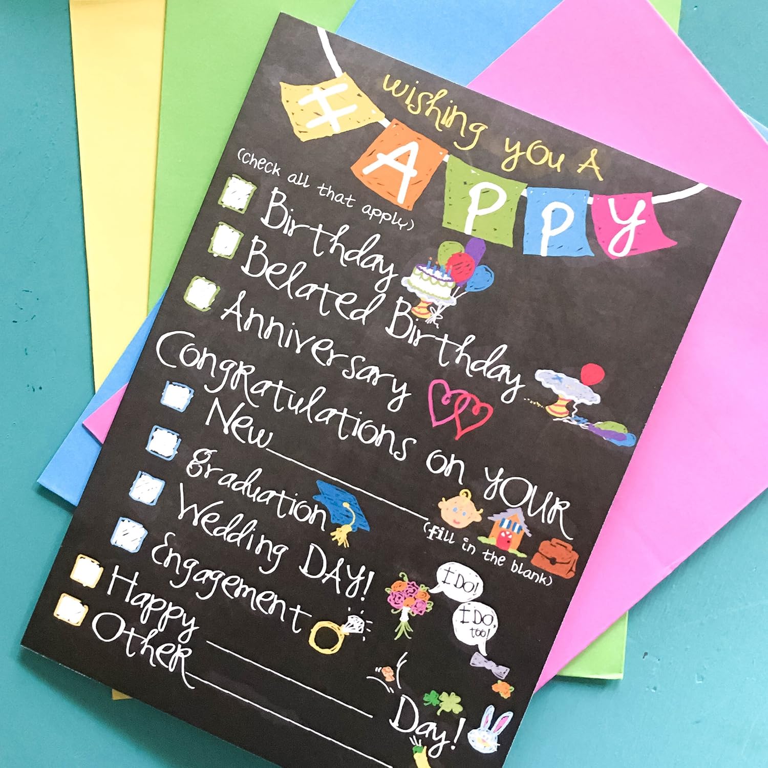 Denise Albright Greeting Cards for All Occasions | 48-piece Boxed Card Set Includes Greeting Cards, Gift Tags & Gift Stickers (Checkbox Card-for-All-Occasions)