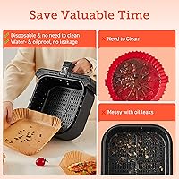 Vista 3 de COSORI Revestimientos para freidora de aire, 100 forros cuadrados de papel desechables, revestimiento de aceite de silicona antiadherente, poco