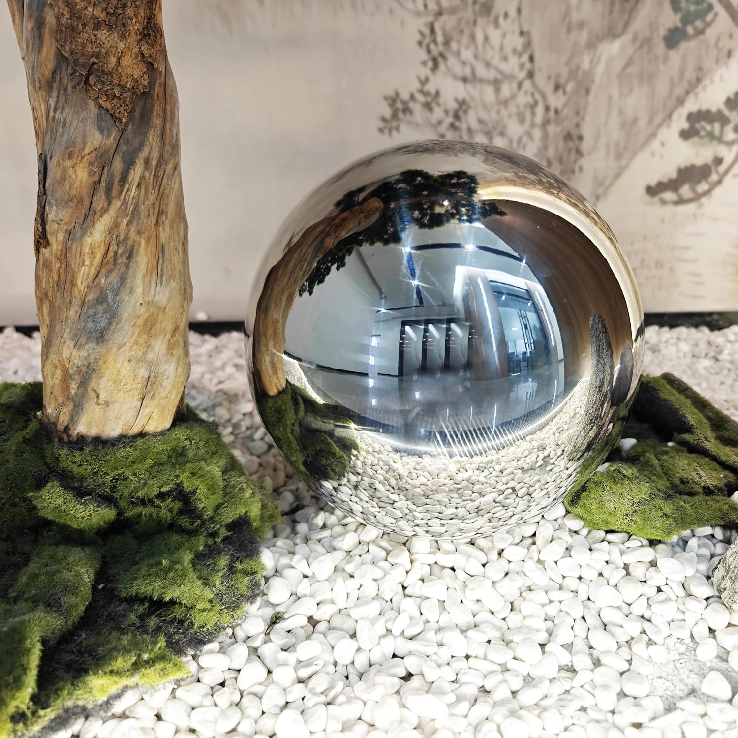 Gazing Ball Stainless Steel Gazing Globe Mirror Reflective Garden Sphere Floating Pond Balls Gazing Ball Shiny Home Outdoor Ornament (Blue, 10 inch)