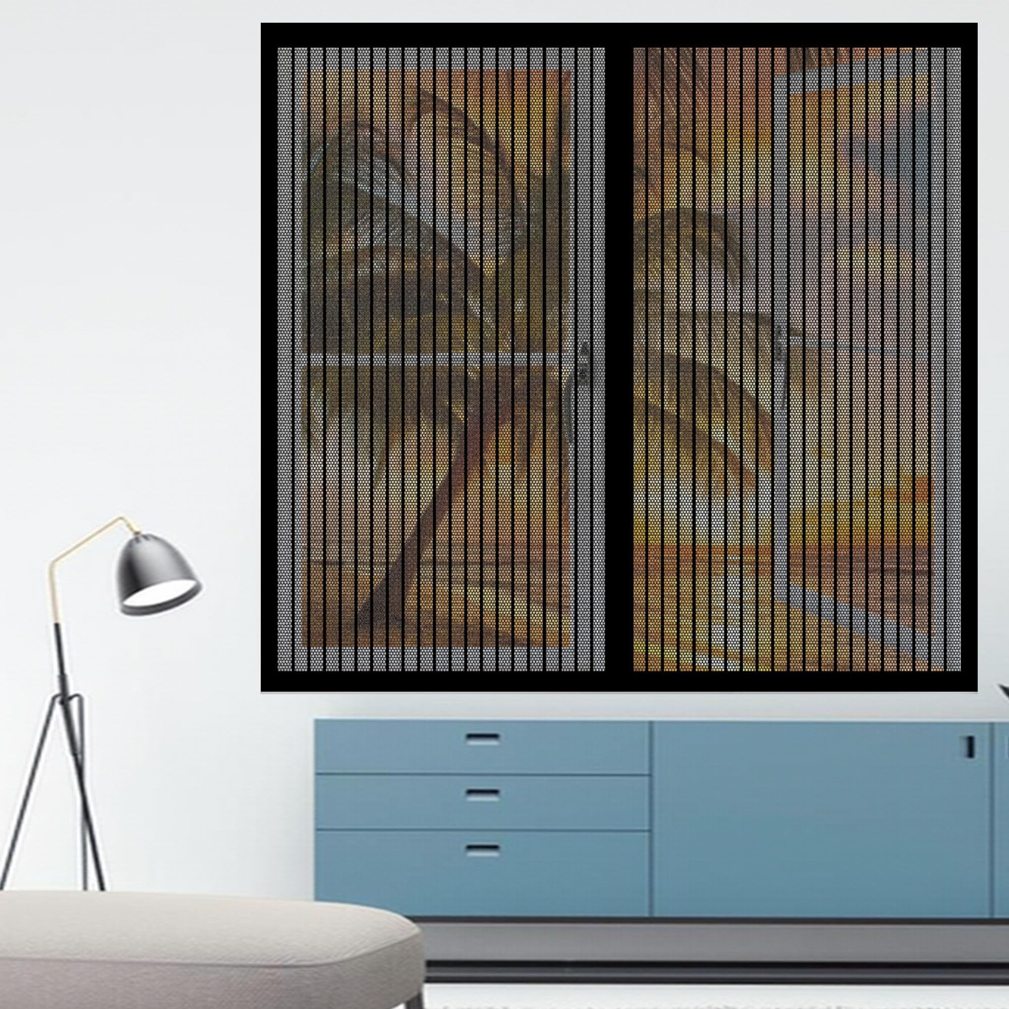 Window Fly Screen 90 x 100 cm Selfadhesive Tape Selfadhesive Window Guard Screen Without Drilling Or Screwing with Self Adhesive Tape for Living Room Bedroom Offfice, Black