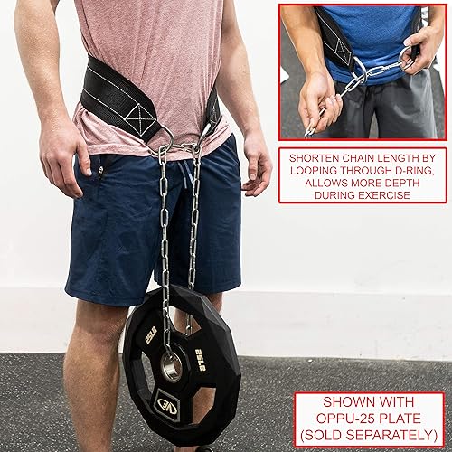 Miniatura 5 de Valor Fitness Cinturón de inmersión - Cinturón de peso con cadenas de levantamiento de pesas para inmersiones y dominadas con peso, negro, DB-1,