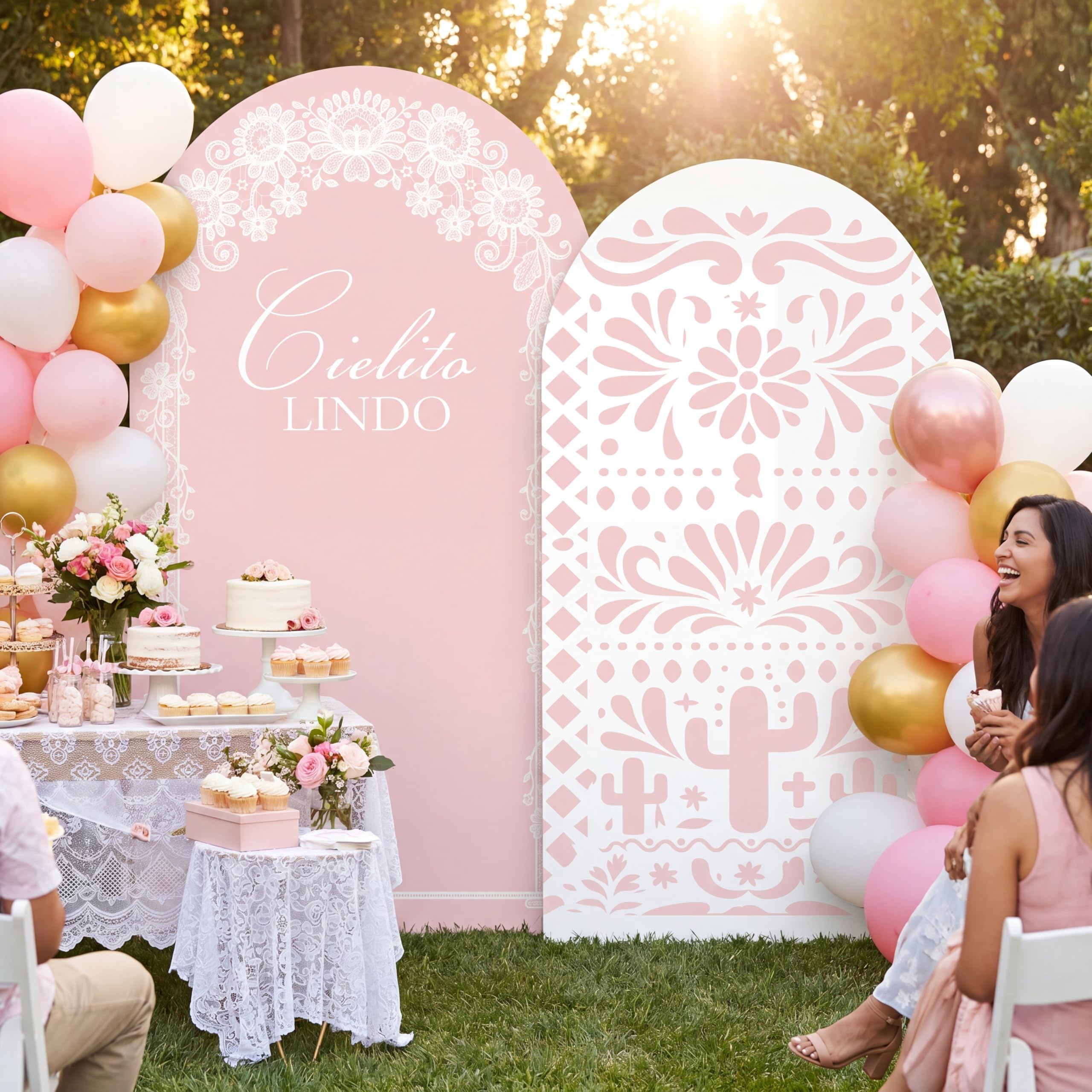 Photo 1 of Mindsoft Arch Backdrop Cover Set 7.2ft & 6.6ft Pink