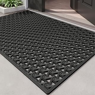 DEXI Fußmatte Außen 81 x 122 cm, rutschfeste Schmutzfangmatte mit Drainagelöchern, Wasserdicht & Wetterfest, Robuste Türmatte für Haustür, Eingang, Terrasse & Balkon, Schwarz
