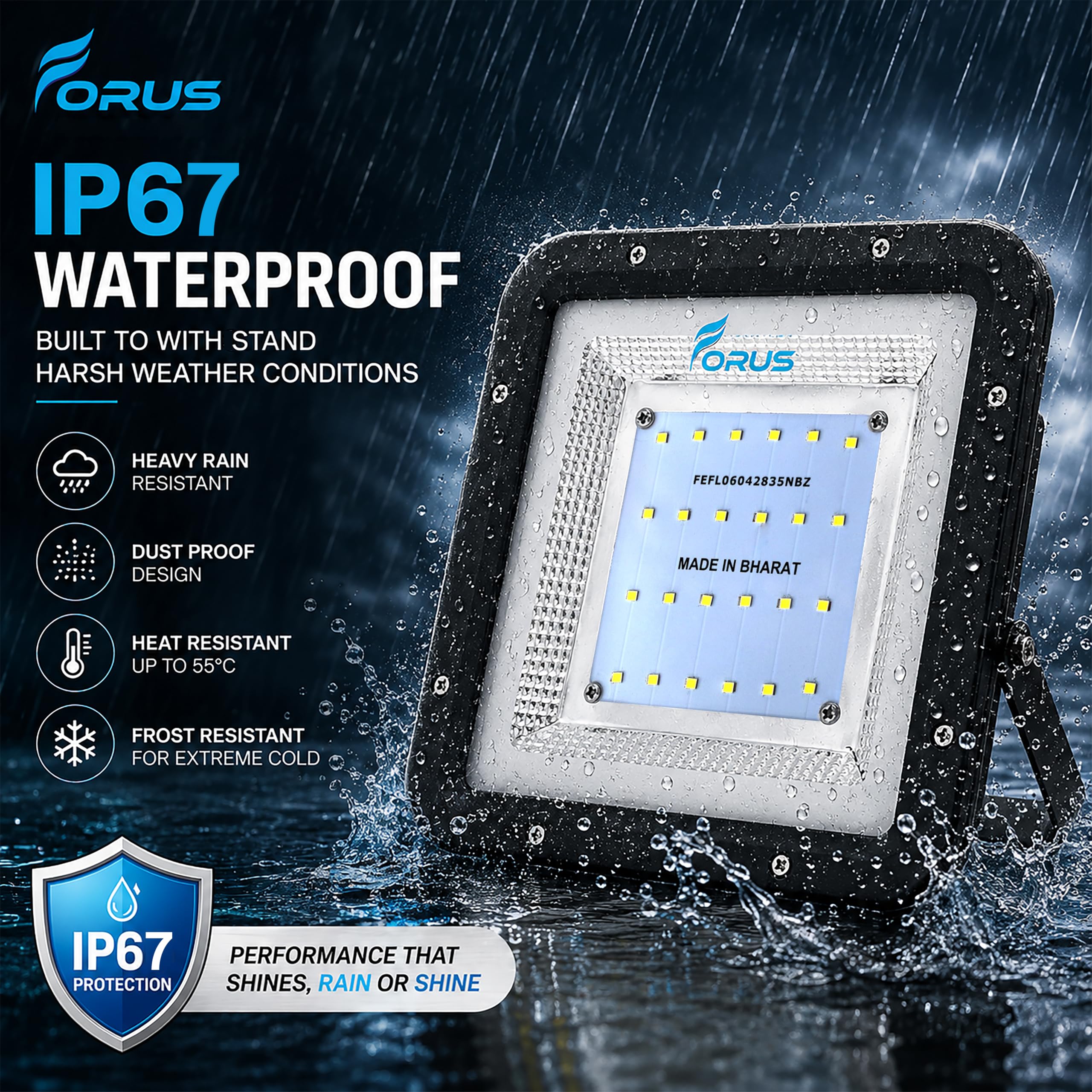 Forus 50W LED Flood Light 4 Years Warranty, IP67 Waterproof Outdoor LED Flood Lights, High Mast Focus Light, Halogen Floodlight for Factory, Garage, Parking, Garden,Shop,Warehouse,Tent, Cool White 1PC 1