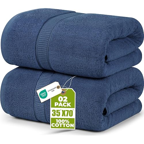 Utopia Towels Jumbo Bath Sheets, 2 Pack, 35x70 In, 600 GSM Cotton,  Navy