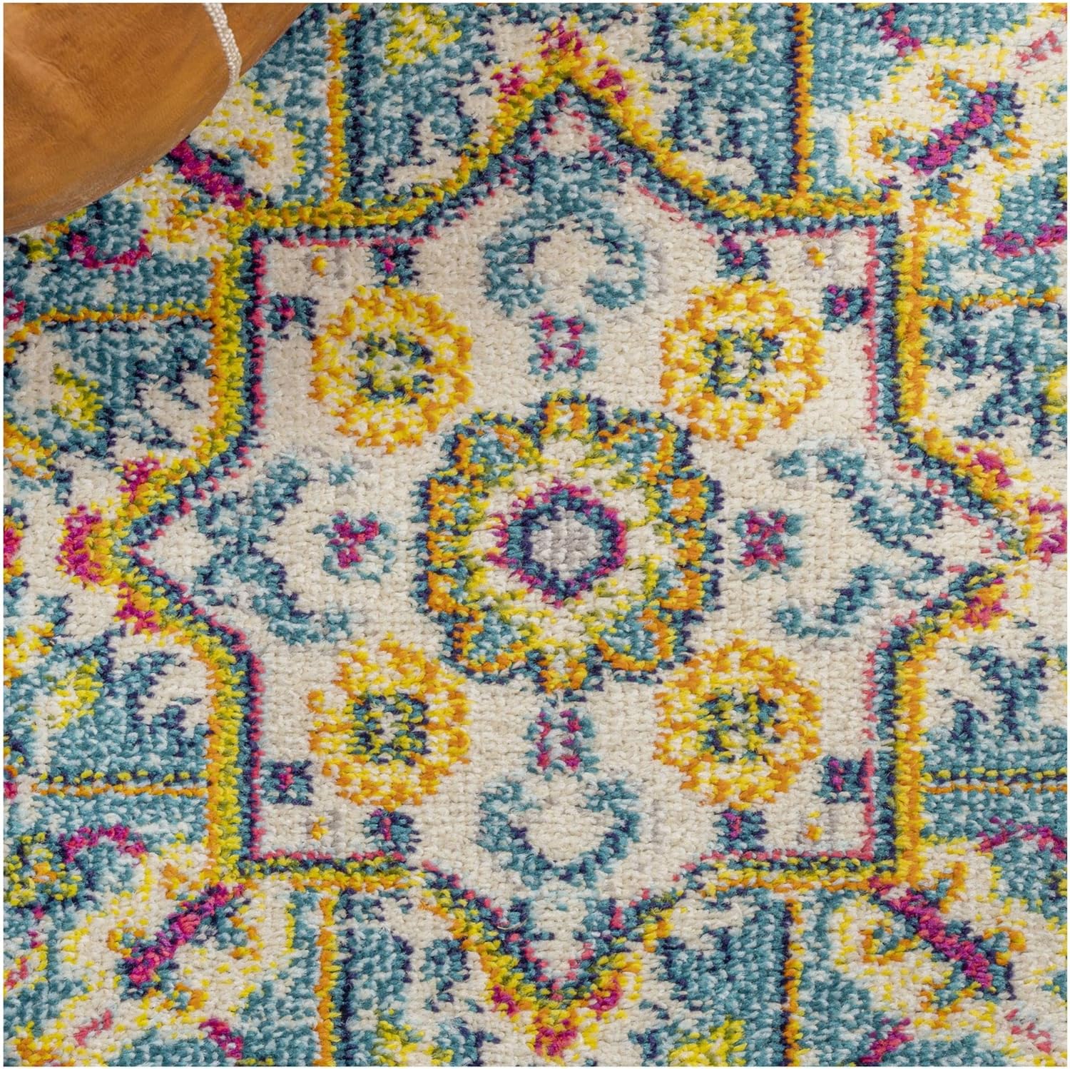 JONATHAN Y Brooklyn Geometric Medallion Blue/Multi Runner Rug, 2x8, Vintage, Bohemian, Easy-Cleaning for Living Room, Bedroom, Kitchen, Pet Friendly, Non-Shedding (MDP207E-28)