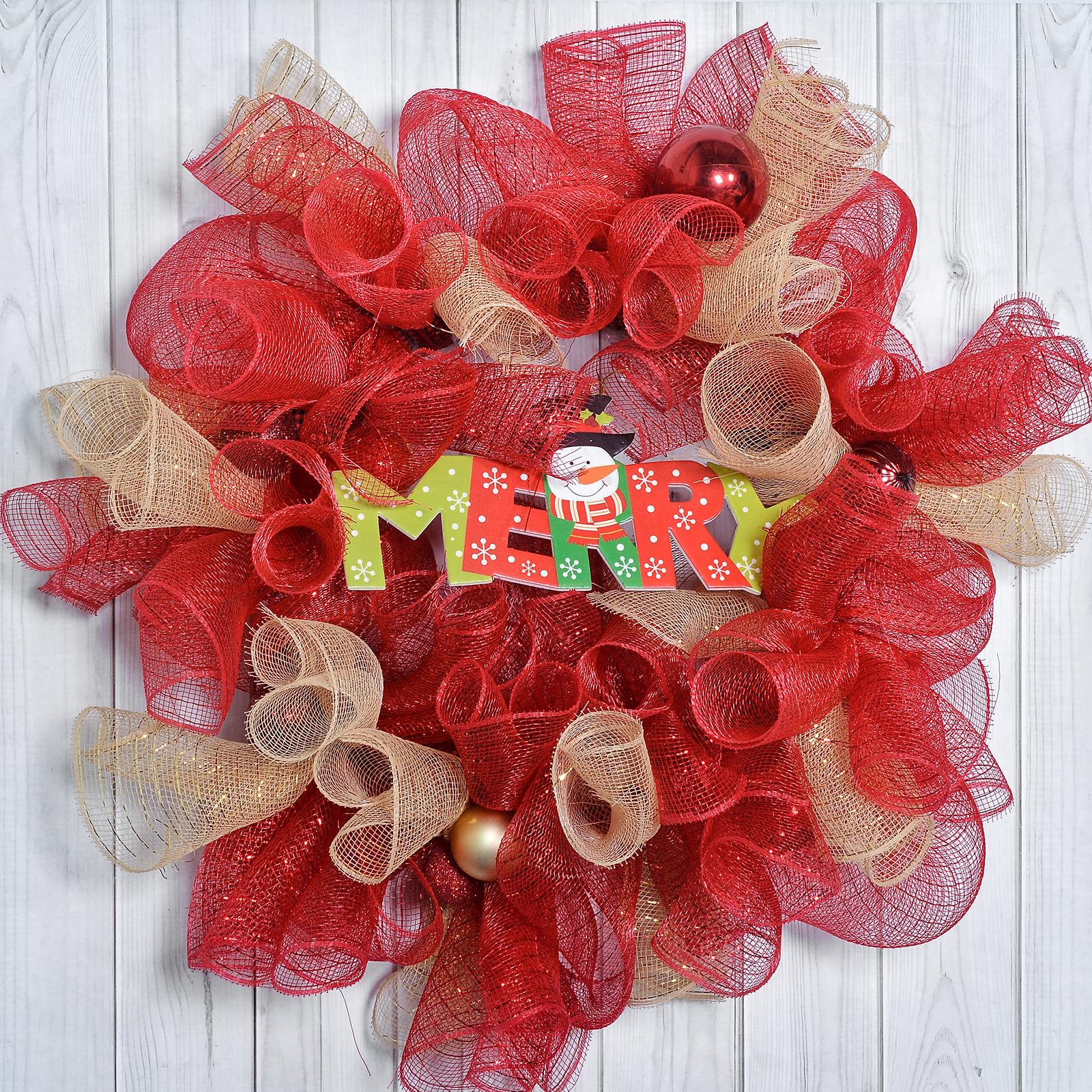 Deco Mesh Ribbon 2-Pack For Wreath Making - 10" X 30' Metallic Poly Mesh, Christmas & Valentine's Craft Supplies - View #2